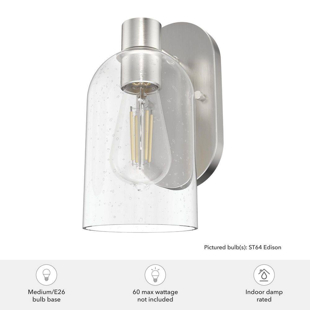 Lochmeade Dimmable Brushed Nickel Outdoor Wall Sconce with Clear Glass