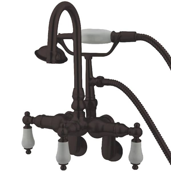 Kingston Brass Traditional Adjustable Center 3-Handle Claw Foot Tub Faucet with Handshower in Oil Rubbed Bronze