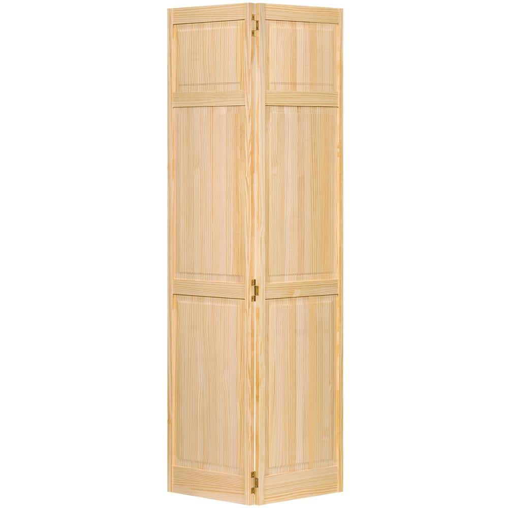 28 in. x 80 in. Traditional 6-Panel Unfinished Solid Core Pine Bi-Fold Door