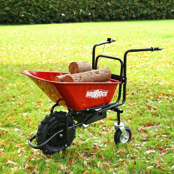 2.6 cu. ft. Metal Garden Cart-This Wheelbarrow Uses an Electric 24V 500W Brushless Motor System, Powered by (2)12V 12ah