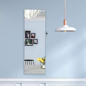 White Wall Mount Lockable Storage/Organize Jewelry Armoire Mirror Cabinet LED Lights 43.6 in. Hx 14.4 in. W x 3.9 in. D