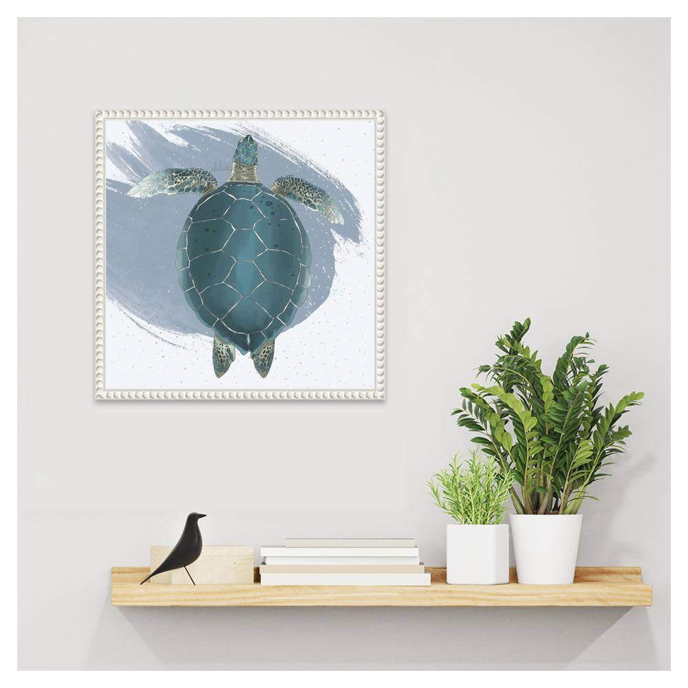 Sea Turtle Beaded Framed Canvas Wall Art