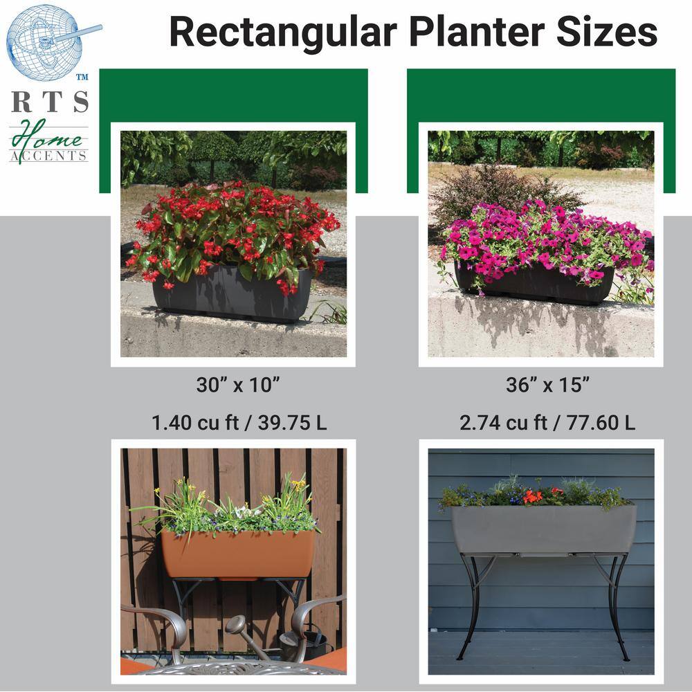 Black Rectangular Polyethylene Indoor/Outdoor Planter