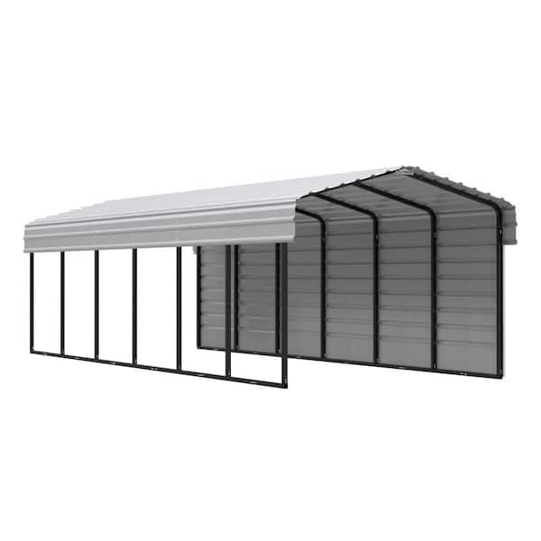 Arrow 10 ft. W x 29 ft. D x 7 ft. H Eggshell Galvanized Steel Carport with 1-Side Wall Kit