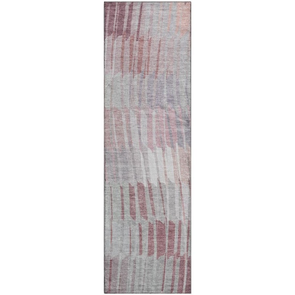Mayfield Premium Machine Washable Abstract AMF2271 Merlot 2 ft. x 7 ft. Runner Rug