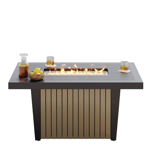 CORVUS Rectangle Aluminum Propane Outdoor Fire Pit Table