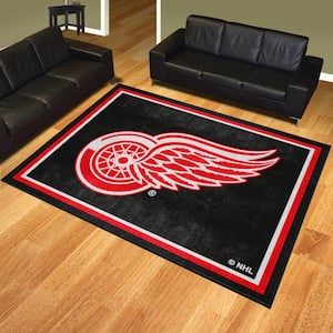 Detroit Red Wings Black 8 ft. x 10 ft. Plush Area Rug
