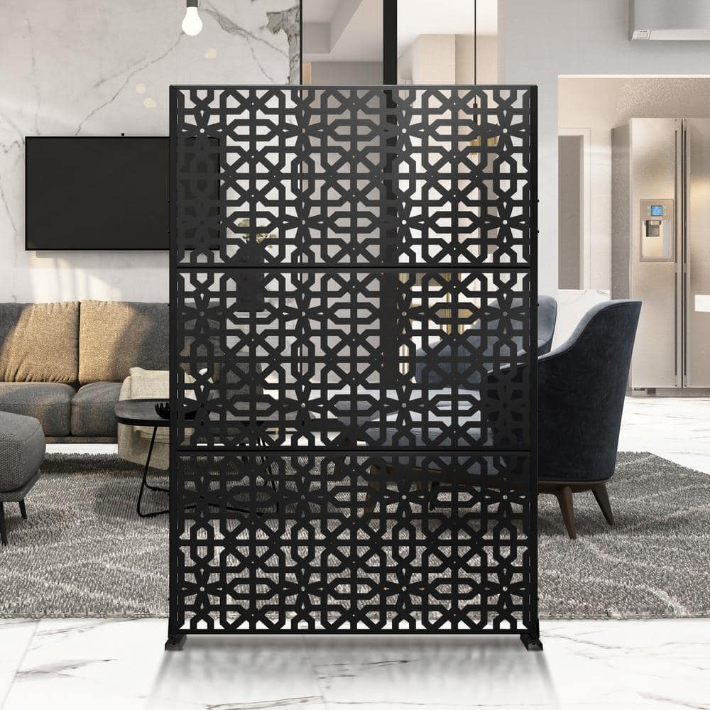 72 in. x 47 in. Outdoor Metal Privacy Screen Garden Fence in Perilla Patter
