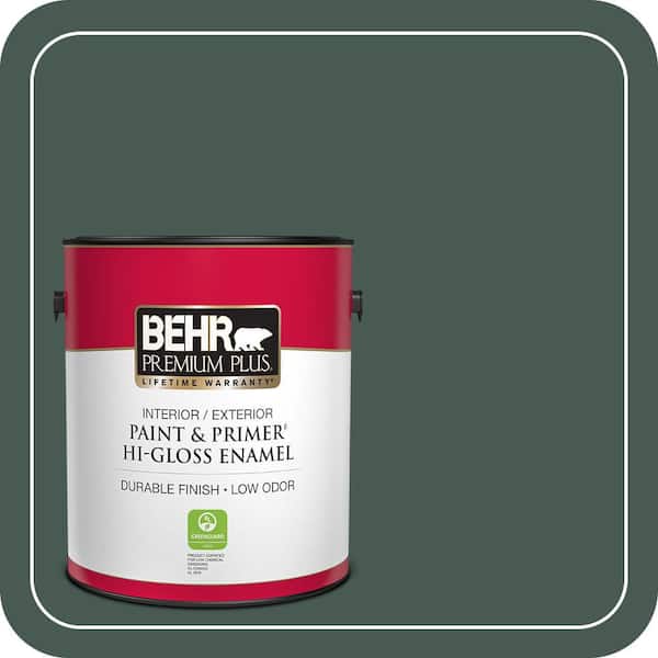 BEHR PREMIUM PLUS 1 gal. #S420-7 Secluded Woods Hi-Gloss Enamel Interior/Exterior Paint & Primer