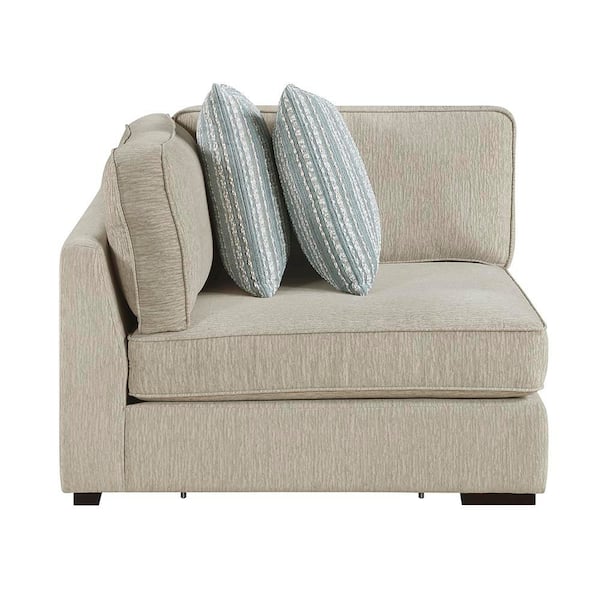 Crandall Pewter Chenille Fabric Upholstery Corner Seat Armless Chair