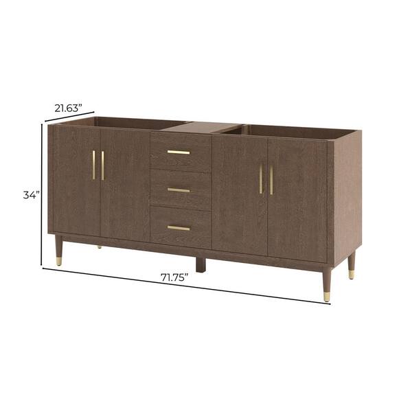 Fresca Sawyer 72 in. Bath Vanity Cabinet without Top in Mocha