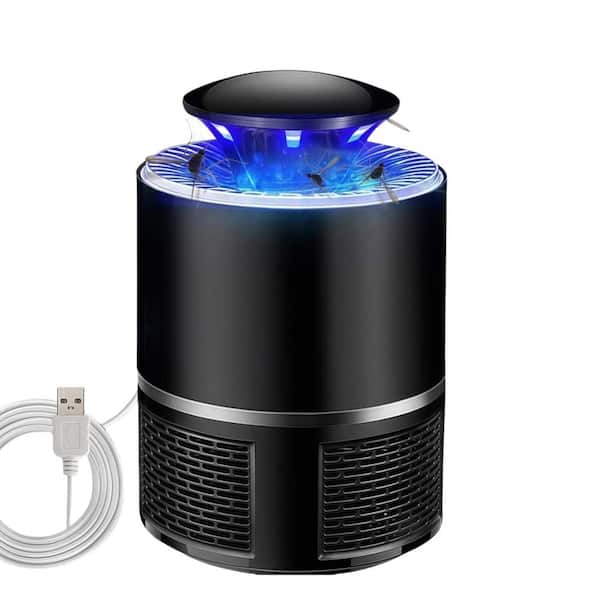 Justincity Electric Fly Zapper and Mosquito Killer Repellent with LED Light, 360° Fan Suction, Quiet, Safe and Portable in Black