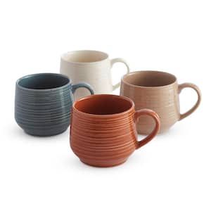 Siterra Painter's Palette 17.5 oz. Assorted Color Stoneware Mug Set (Service for 4)