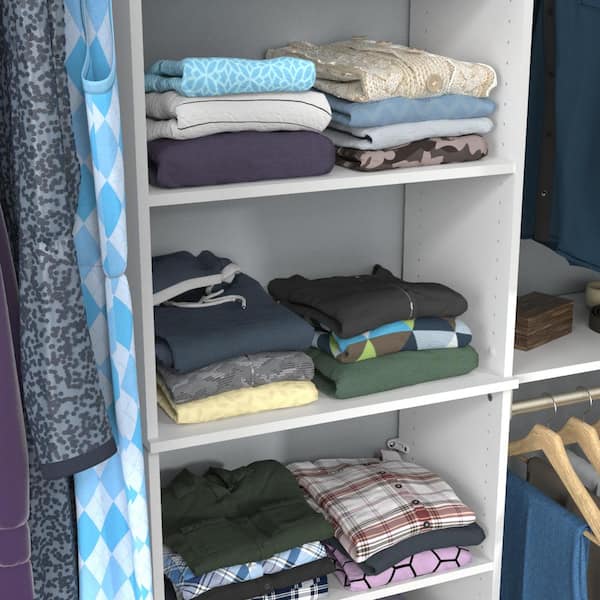 Style+ 73.1 in W - 121.1 in W White Basic Wood Closet System Kit
