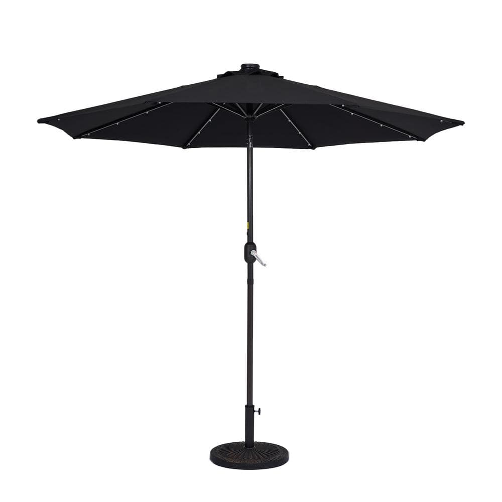 Extremely Weather Resistant 9 ft. Patio Market Umbrella in Black with Push 