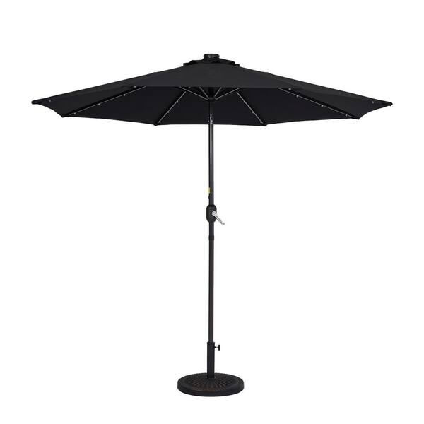Unbranded Extremely Weather Resistant 9 ft. Patio Market Umbrella in Black with Push Button Tilt