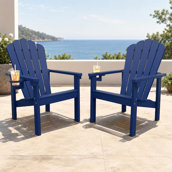 Thoeoe Navy Blue All-Weather HDPE Plastic Stackable Adirondack