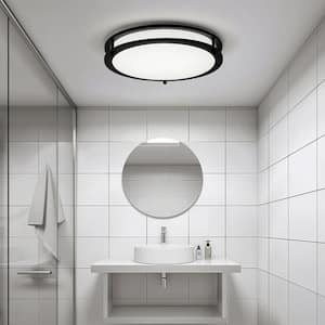 12 in. Round Black Integrated LED Flush Mount Ceiling Light with 5CCT Adjustable Lighting