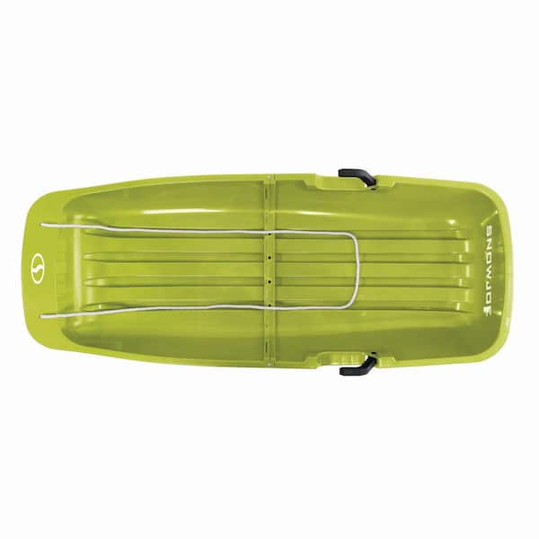 Snow Joe Classic Toboggan 48 in. Snow Sled, Up To 2 Riders, Brakes, Kids 4 and Up, Green