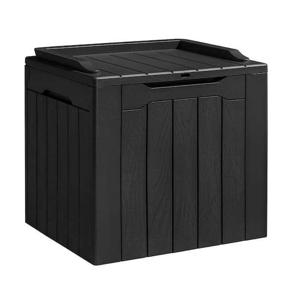 Unbranded 31 Gal. Black Resin Deck Box Lockable for Patio Furniture Cushions, Pool Toys, Garden Tools
