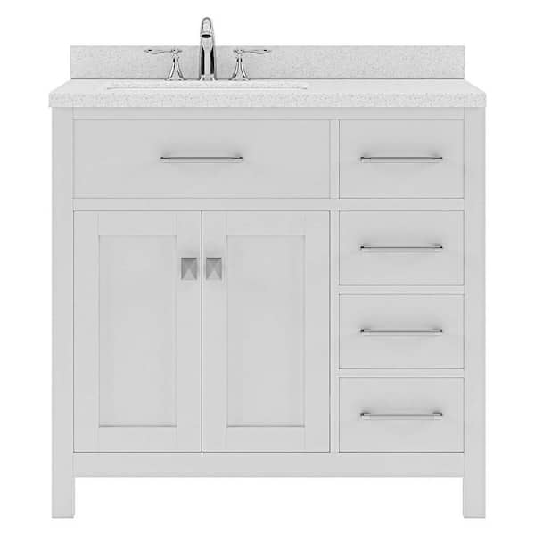 Virtu USA Caroline Parkway 36 in. W x 22 in. D x 35 in. H Single Sink Bath Vanity in White with Quartz Top