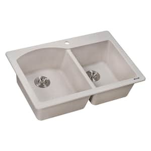 epiGranite Dual-Mount Granite Composite 33 in. Double Bowl Kitchen Sink in Caribbean Sand
