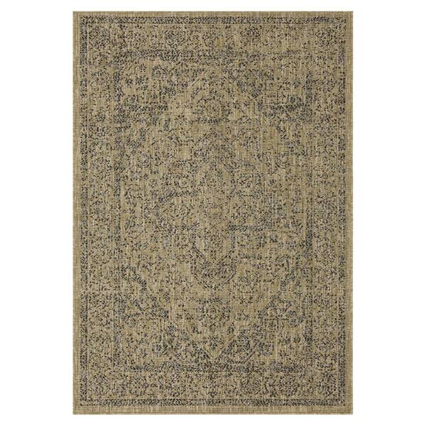 Zaria 10 ft. x 13 ft. Jute&Black Indoor/Outdoor Area Rug