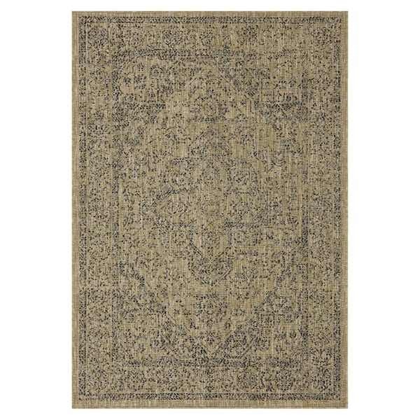 Zaria 8 ft. x 10 ft. Jute and Black Indoor/Outdoor Area Rug
