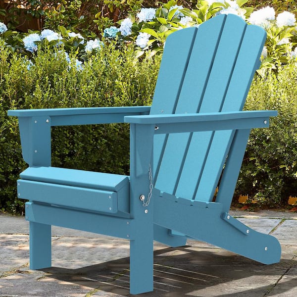 JEAREY HIPS Classic Light Blue Stitching Folding Plastic Adirondack Chair (Set of 1)