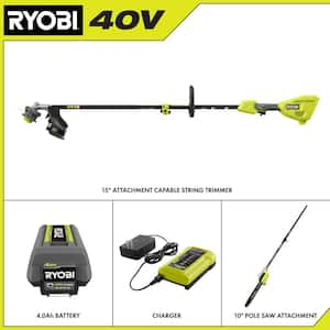 40V 15 in. Expand-It Cordless Battery Attachment Capable String Trimmer & Pole Saw with 4.0 Ah Battery and Charger