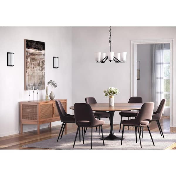 Progress Lighting Vertex Collection 5-Light Matte Black Etched White Contemporary Chandelier