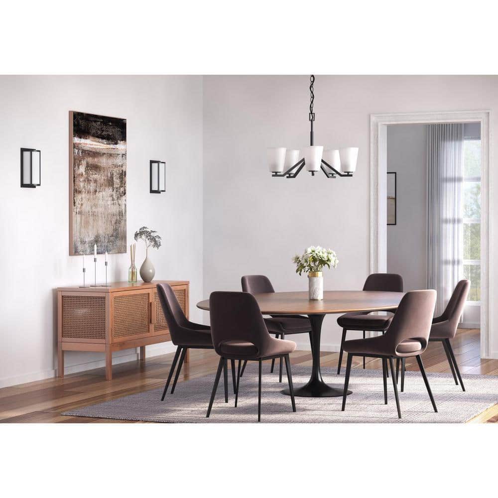 Vertex Matte Black Angular Five Light Chandelier