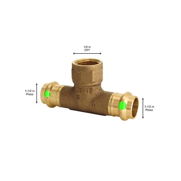 ProPress 1-1/2 in. Press x 1-1/2 in. Press x 1/2 in. FPT Zero-Lead Bronze Reducing Tee
