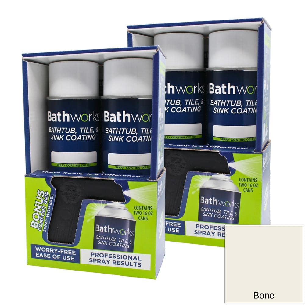 BATHWORKS 64 oz. Tub and Tile Spray Refinishing Kit 4 Cans (Bone) SPR