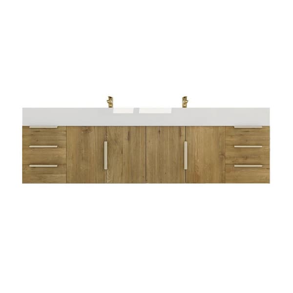 Bethany 71 in. W. x 20 in. D x 22 in. H Double Sink Floating Bath Double Vanity in Oak with White Acrylic Top