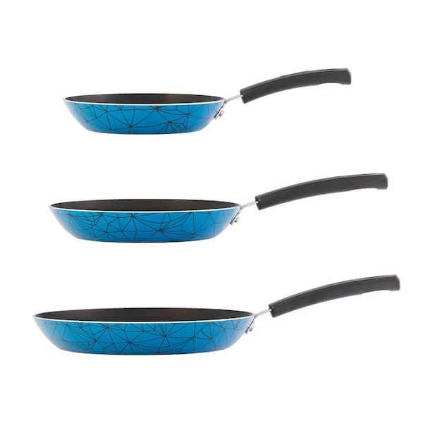 Tramontina Style 3 Pk Aluminum Nonstick Fry Pans (Blue/Black)