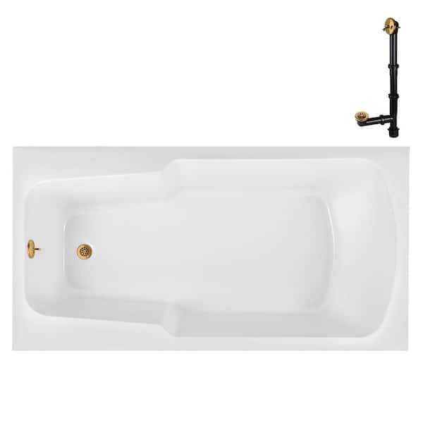 Streamline N-4200-724-BGL 66 in. x 34 in. Rectangular Acrylic Soaking Drop-In Bathtub, with Reversible Drain in Brushed Gold