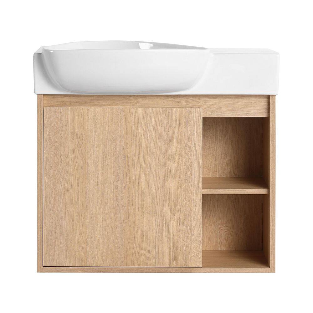 25.38 in. Floating Single Sink White Oak Bath Vanity with White Ceramic Top price history on PriceWatchPro