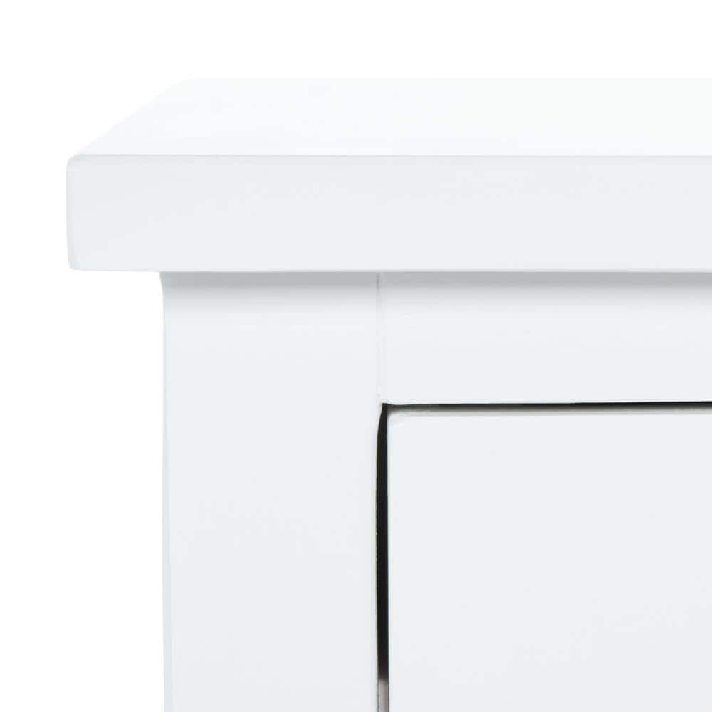 Dalat White Poplar Wood Night Table with Zinc Knob and Storage