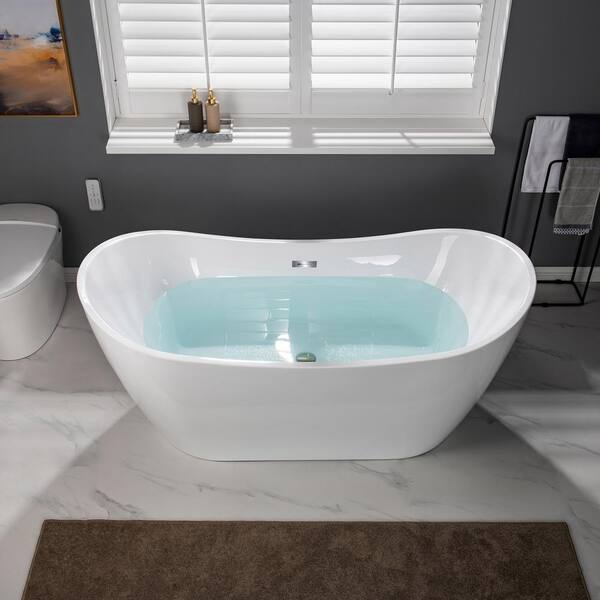 Union 67 in. Acrylic FlatBottom Double Slipper Bathtub with Polished Chrome Overflow and Drain Included in White Union 67 in. Acrylic FlatBottom Double Slipper Bathtub with Polished Chrome Overflow and Drain Included in White