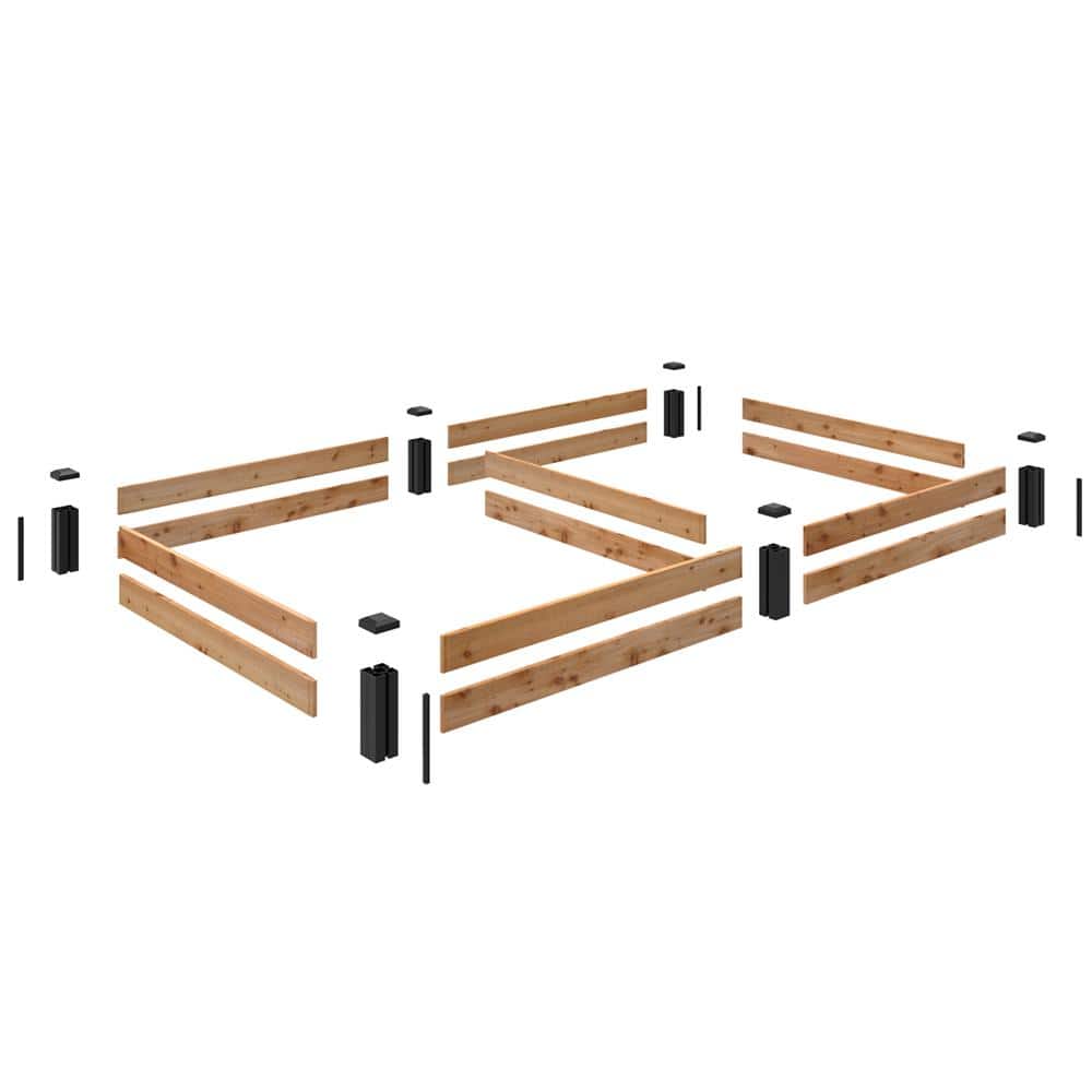 Haven Natural Cedar and Black Vinyl Raised Garden Bed