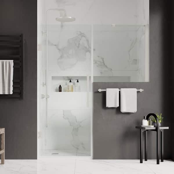 OVE Decors Tampa-Pro 67 1/8 in. W x in. H Pivot Frameless Door in SN with Buttress Panel