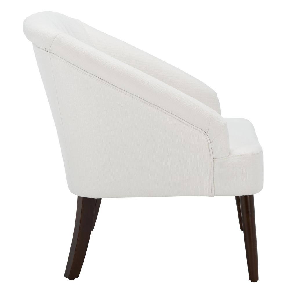 Sleek White Velvet Accent Chair with Walnut Flared Legs