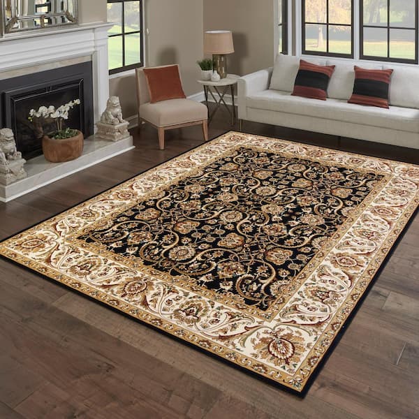 Majestic Croft Black 5 ft. x 7 ft. Border Indoor Area Rug