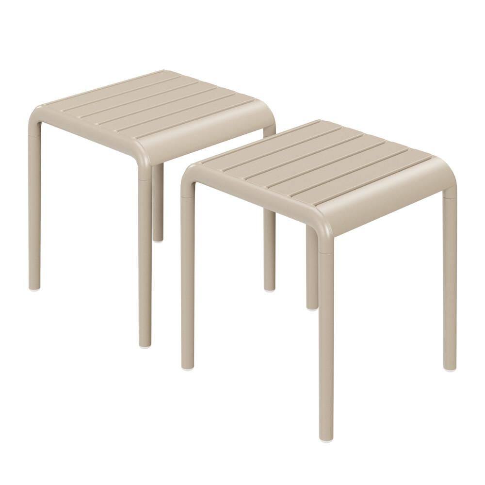 Frond&Form Modern Slatted Outdoor Patio Poly Plastic Side Table (Set of 2), Sand price history on PriceWatchPro
