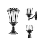 GAMA SONIC Victorian Bulb Black Outdoor Solar Lamp Post Light Warm ...