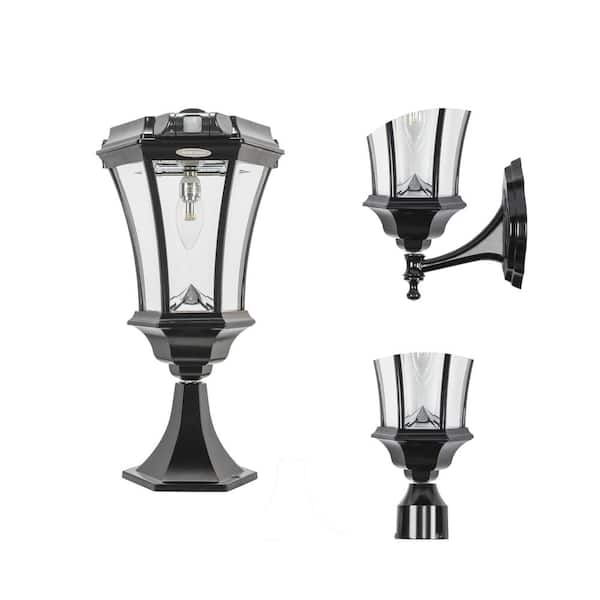 Sonic Victorian Black Outdoor Solar Post Light Warm White LED with Motion Sensor and 3-Mounting Options 94BS50033 - The Home Depot