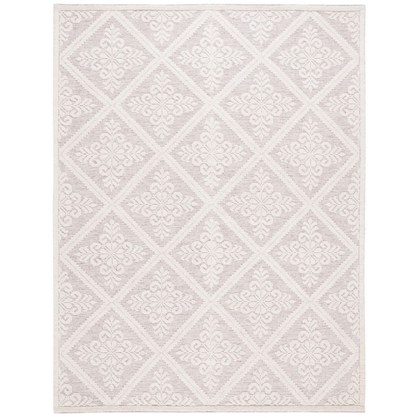 Vermont 8 ft. x 10 ft. Ivory/Red Diamond Ornate Area Rug