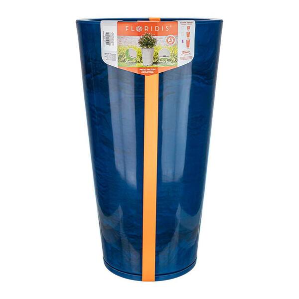 FLORIDIS Genebra Large Blue Marble Effect Plastic Resin Indoor and Outdoor Planter Bowl 10.16.0512