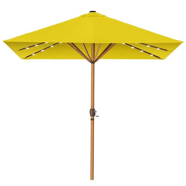 9 ft. Steel Market Solar Patio Umbrella in Yellow ZSKY7972 - The Home Depot